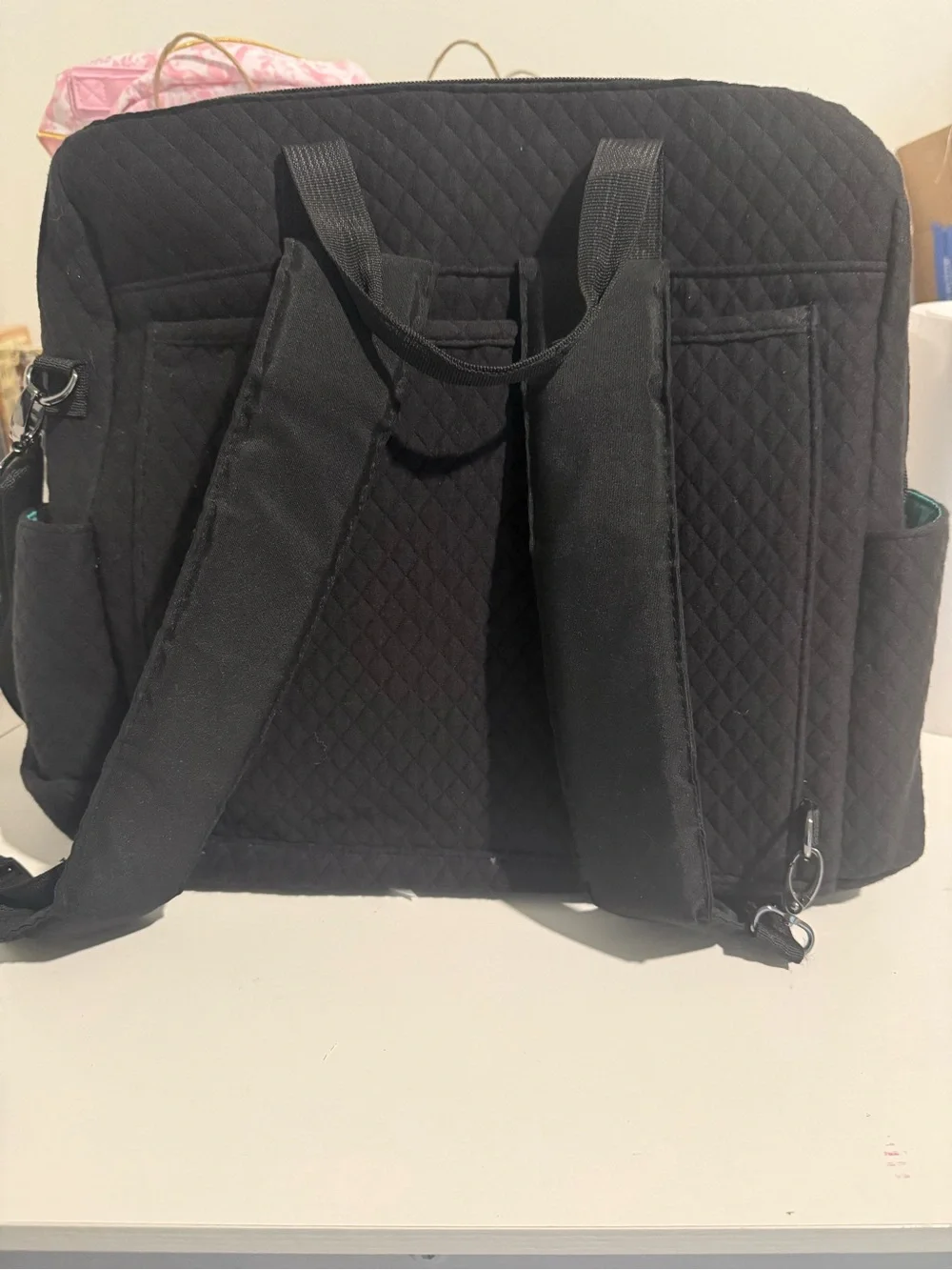 Moby Black Quilted Diaper Bag/Backpack Tote